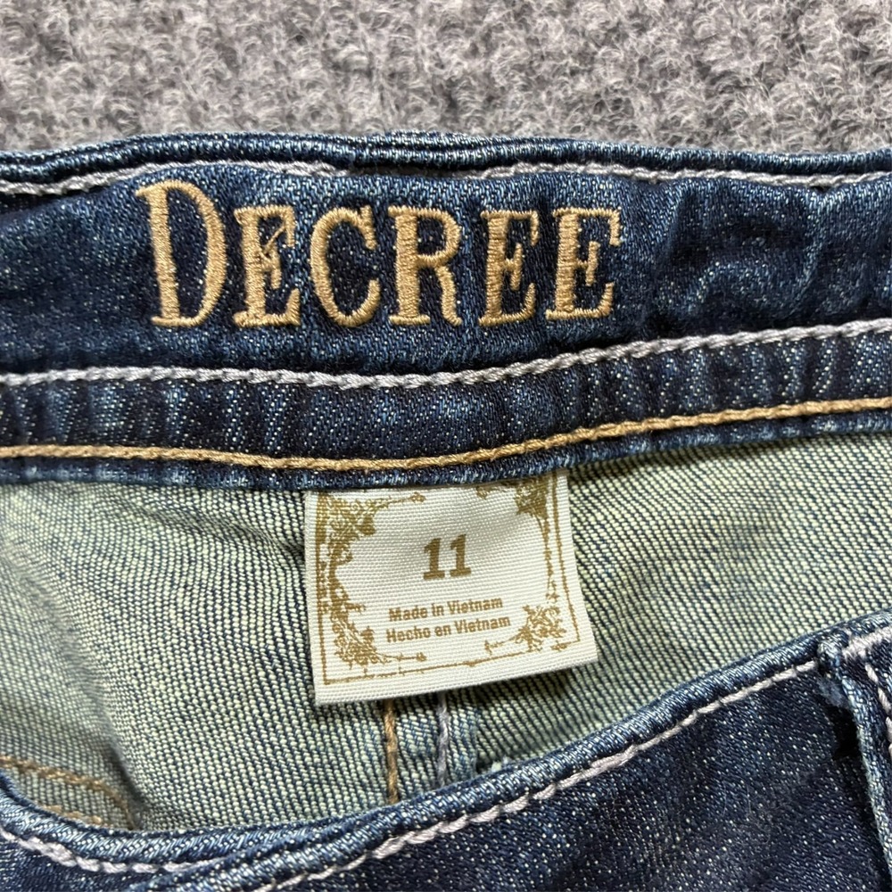 Decree Womens Bootcut Jeans Size 11 Blue Distressed Denim Stretch Low Rise - Picture 3 of 10